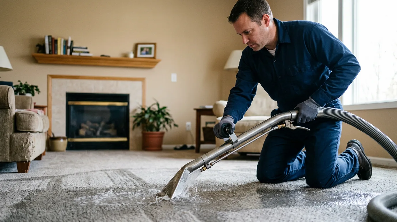 Water damage restoration technician working near Sandy Hook, VA